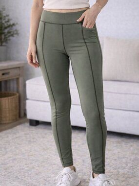 H&M Green High Waisted Leggings Stretch Athletic Yoga Pants M